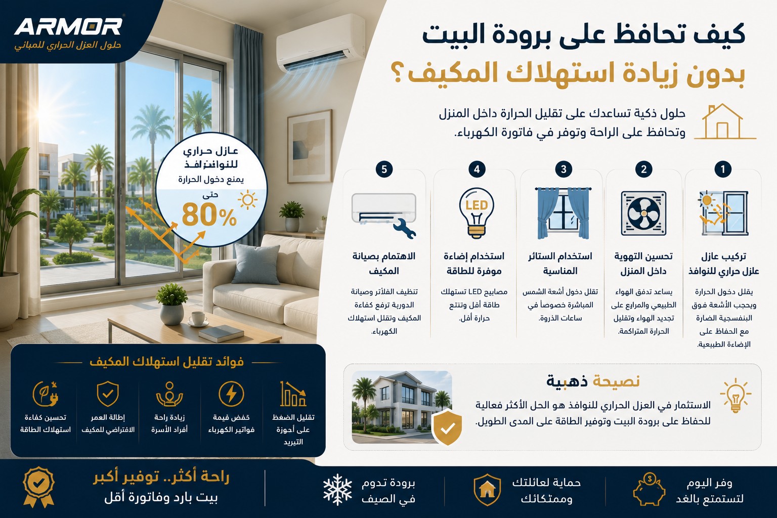 كيف تحافظ على برودة المنزل دون زيادة استهلاك المكيف؟